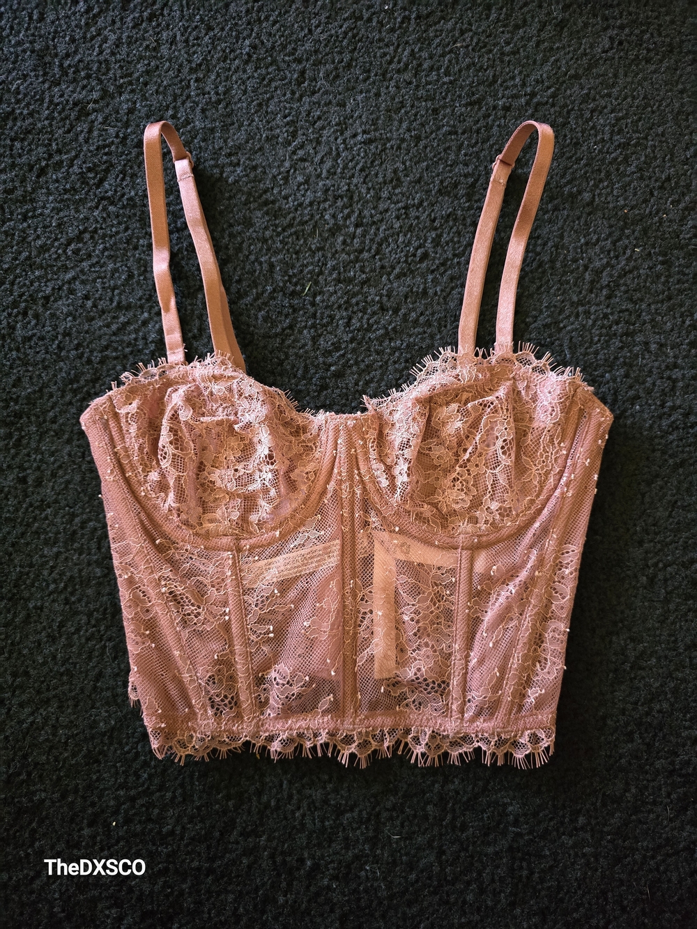 Victorias Secret Lace Bustier Crop Top in Dusty Rose